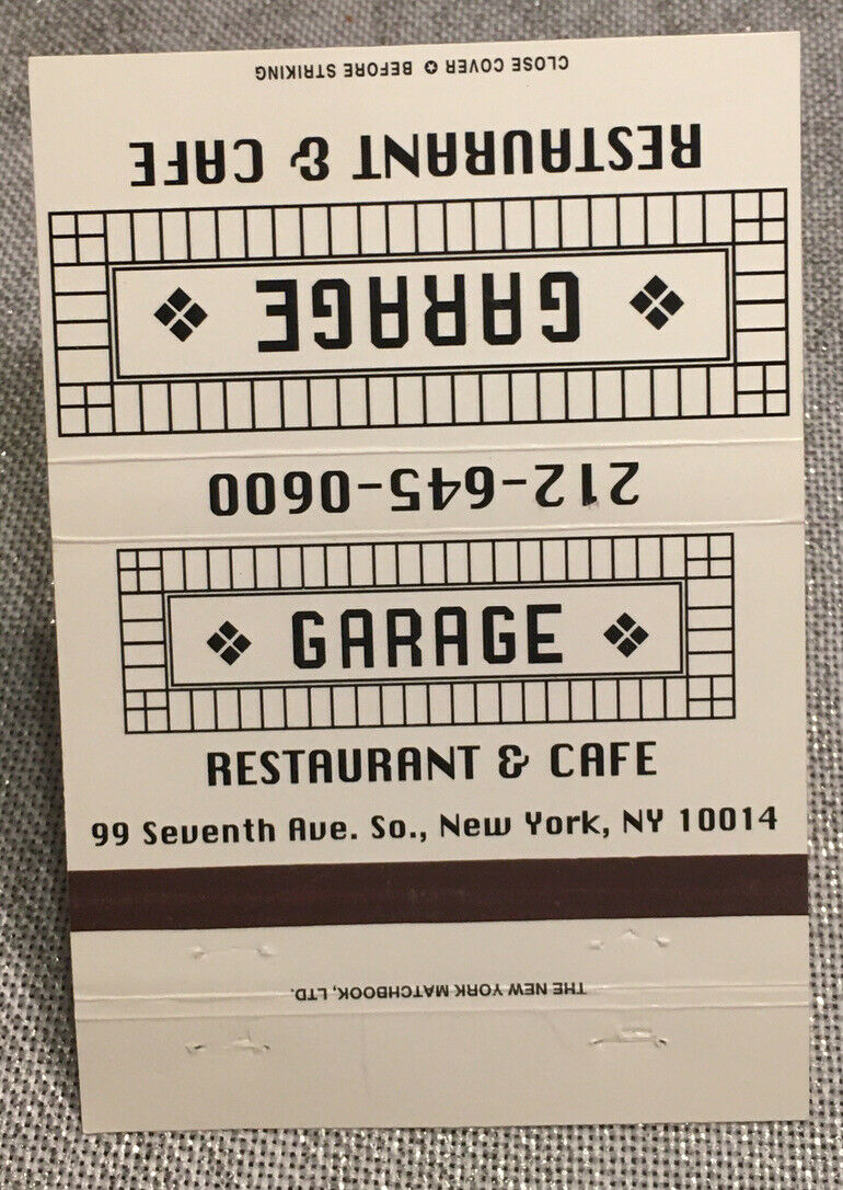 Vintage 40 Strike Matchbook Cover Garage Restaurant & Cafe New York City! D0257