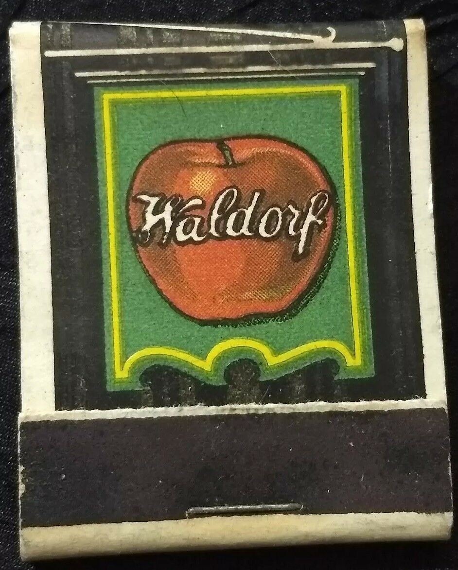 1940s Waldorf Restaurant Match Cover ~"a Clean Place To Eat"~ Apple Old Vtg Ad