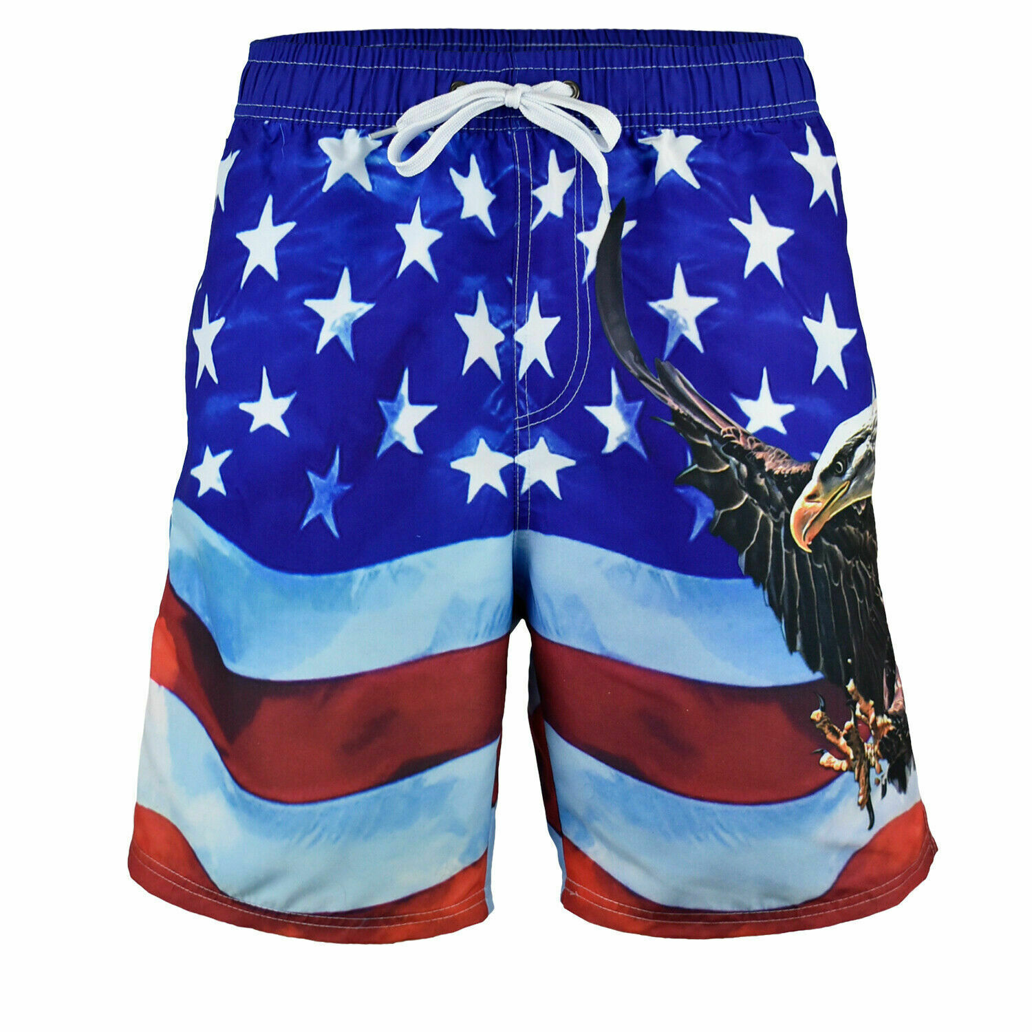 **on Sale** Men’s  American Flag Swim Trunks Board Shorts  Nwt Bald Eagle Design