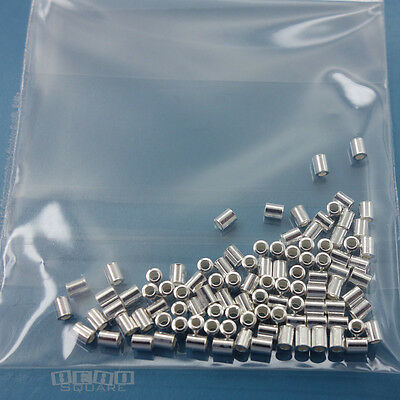 100pc Solid Sterling Silver Tube End Crimp Beads Spacers [choose Size]