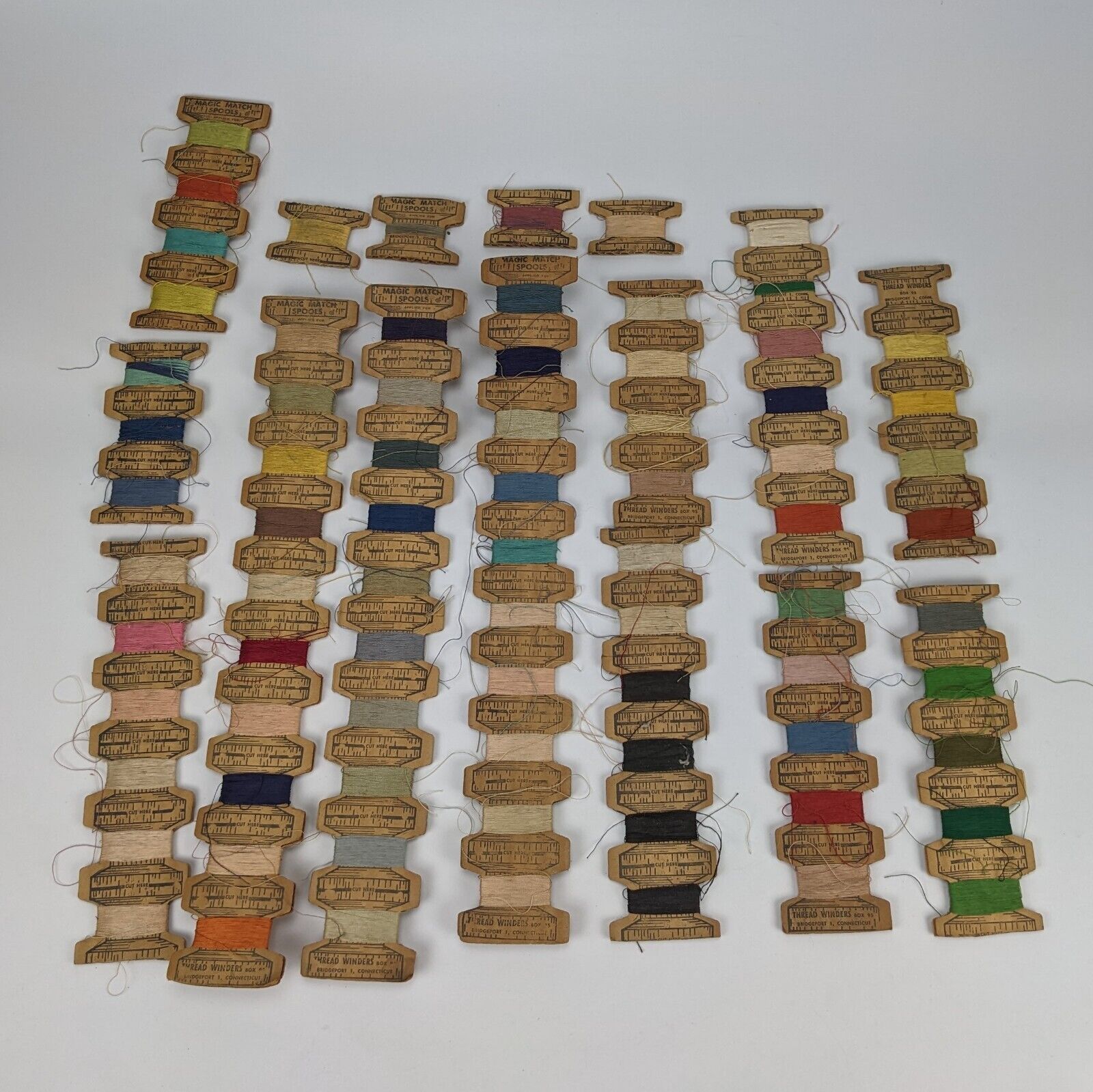 Thread Winders Magic Match Cardboard Spools Lot - Vintage Colors