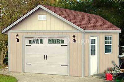 16 X 20  Garage Structure / Yard Storage Gable Shed Plans, Design #51620