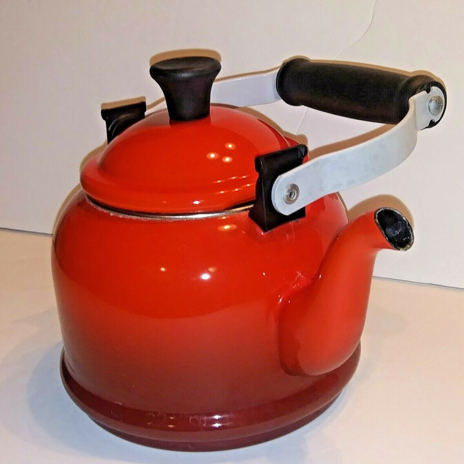 🤠le Creuset Teapot Tea Kettle 1.2 Qt Red Enameled Steel Cute S-spout ~l👀k~