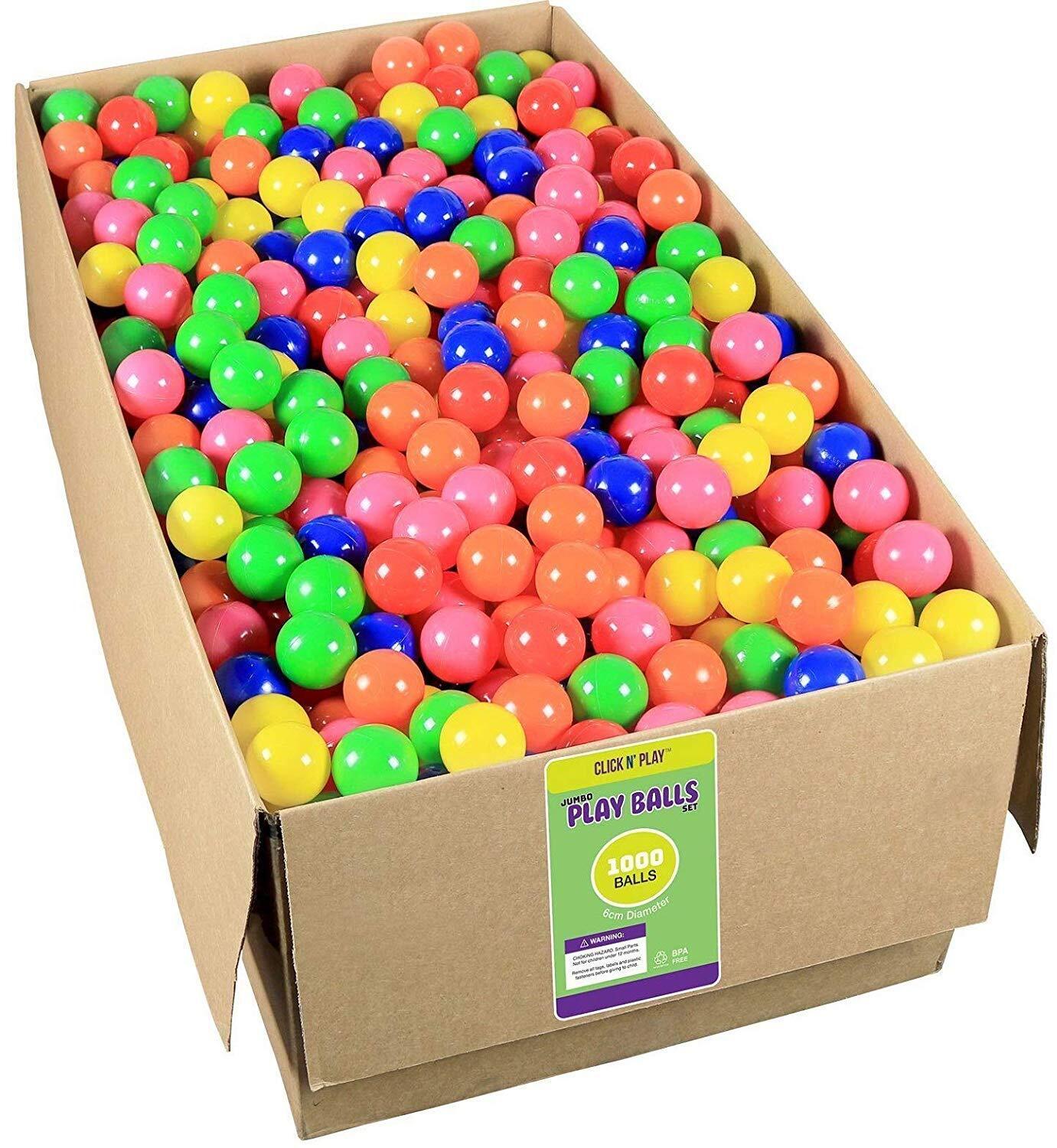 Ball Pit Balls Bulk 1000 Pack Crush Proof Phthalate & Bpa Free 6 Bright Color
