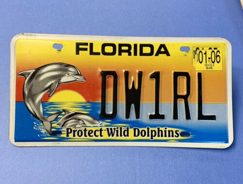 Florida Wildlife License Plate Protect Wild Dolphins Ocean Aquarium Colorful Wow