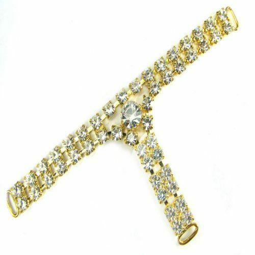 Mode Beads 3-way Rhinestone Connector, 4-3/8 By 2-inch, Crystal/gold