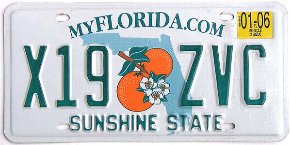 Florida Sunshine State License Plate Miami Orange (random Plate#)