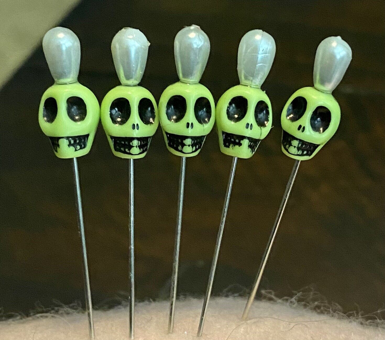 5 Skull Voodoo Doll Pin Set  Dark Magic Witchcraft Witch Wiccan Hex Needle