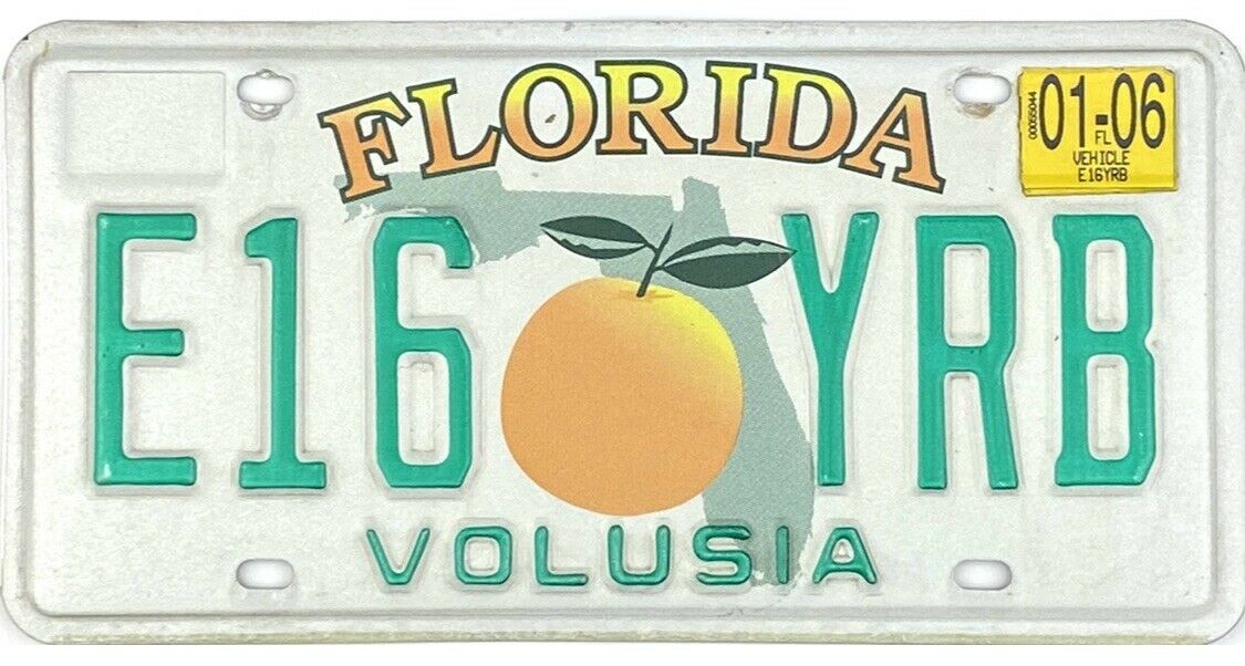 *99 Cent Sale*  2006 Florida License Plate Volusia Co #e16yrb No Reserve