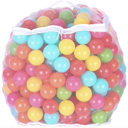 Non-toxic 400-ct Pit Play Balls Crush Proof 6-colors Durable Storage Bag Zipper