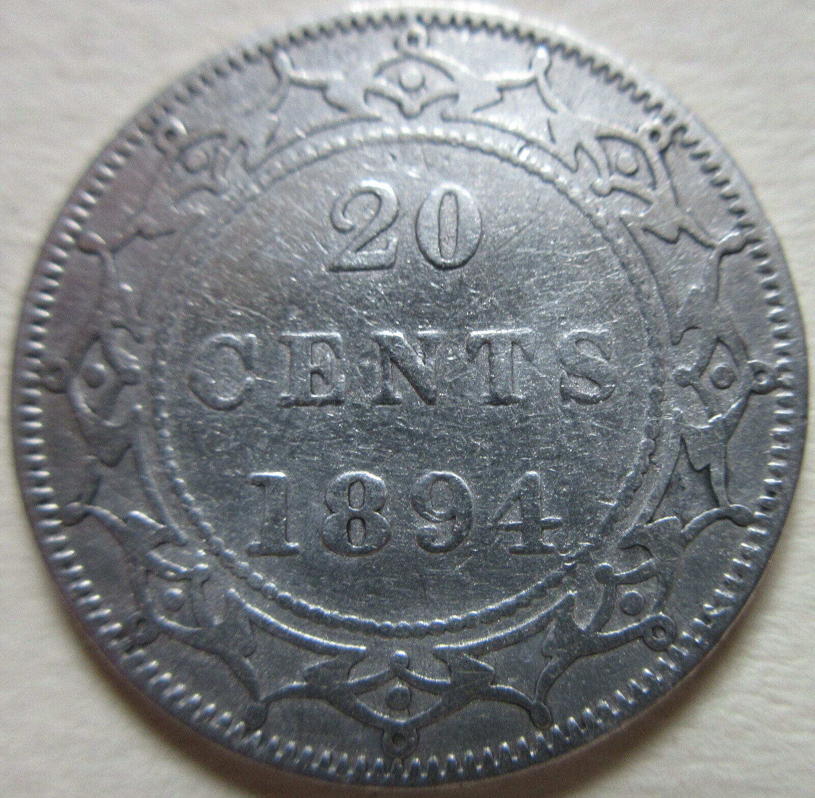1894 Canada Newfoundland Twenty Cents Coin. (rj631)