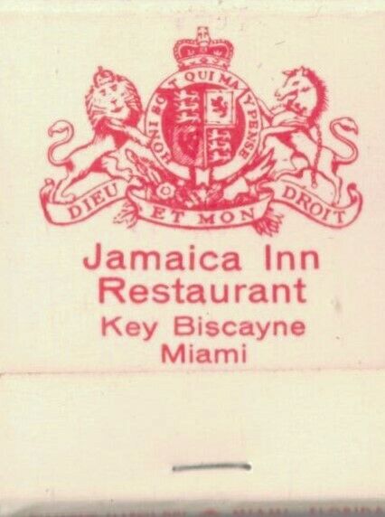 Jamaica Inn Restaurant-key Biscayne Miami,fl.-one 1/2 Inches Width-super Nice