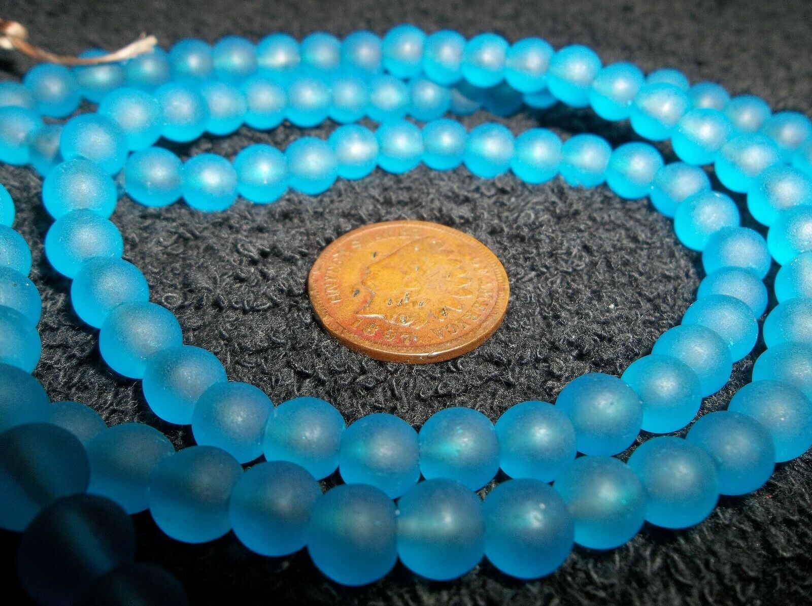 Two Foot Strand Of Turquoise Blue Trade Beads Necklace Glass Bead Beautiful