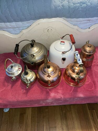 Lot Of 7 Antique Tea Pot Kettles