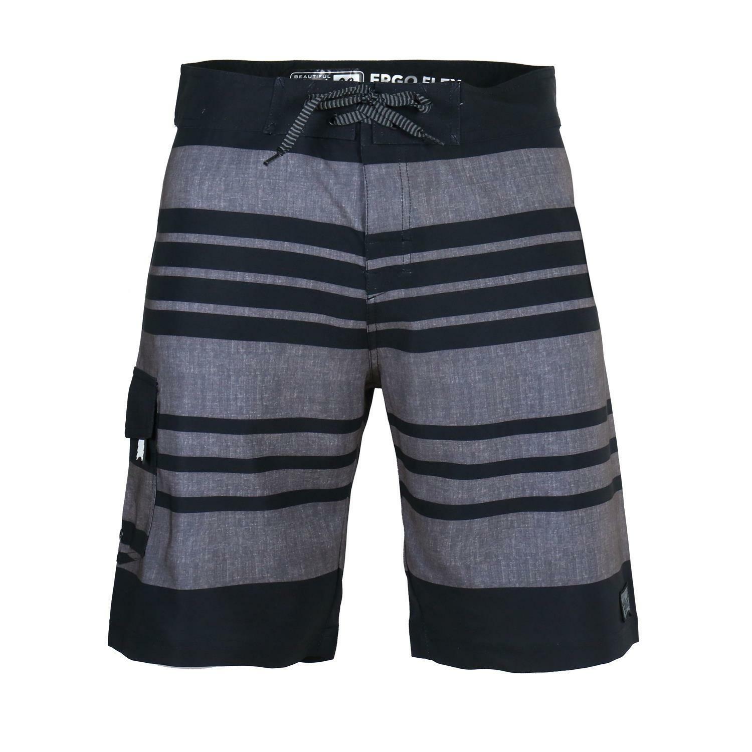Beautiful Giant Men's Striped Beach Vacation Swim Trunks Swimwear Board Shorts