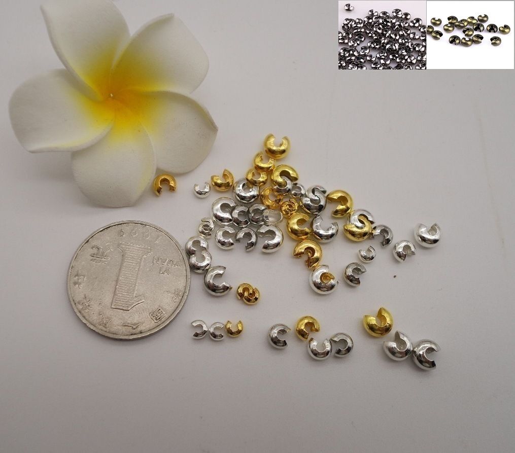Knot Cover Crimp Beads Silver Gold Plated End Jewelry Making 3 4 Or 5mm