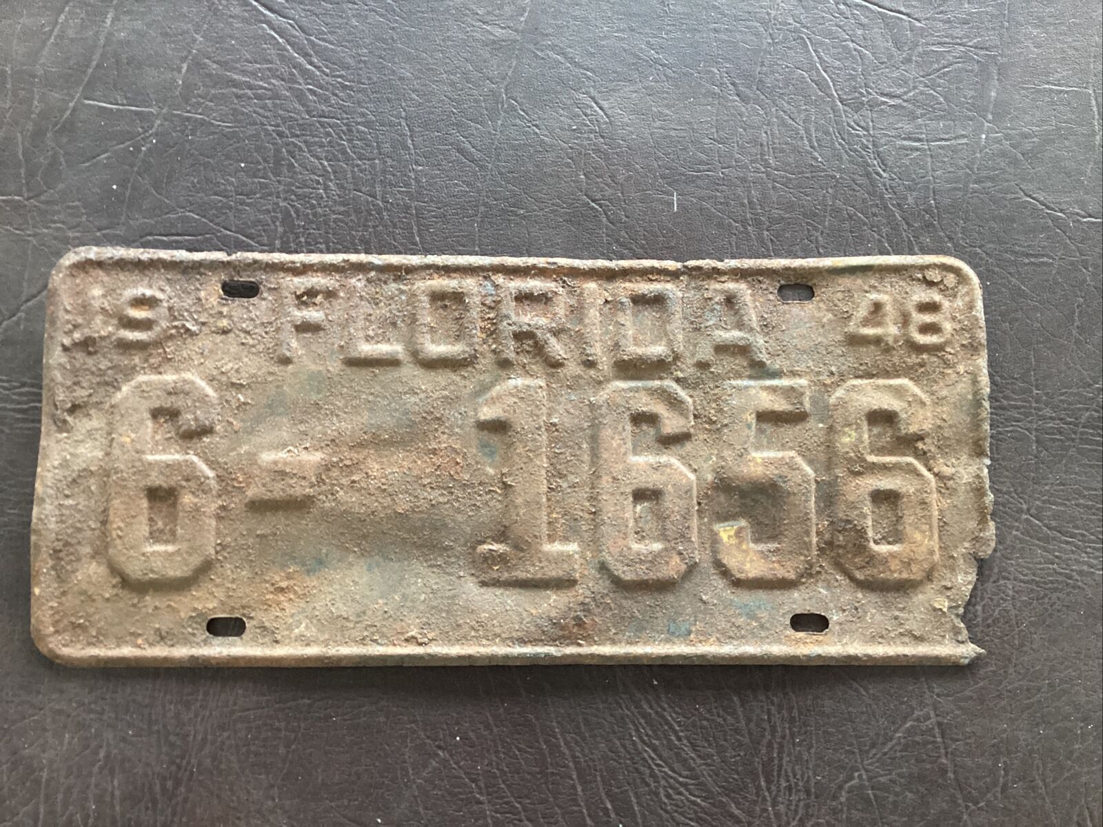 Florida License Plate Rustic 1948 Palm Beach 6-1656