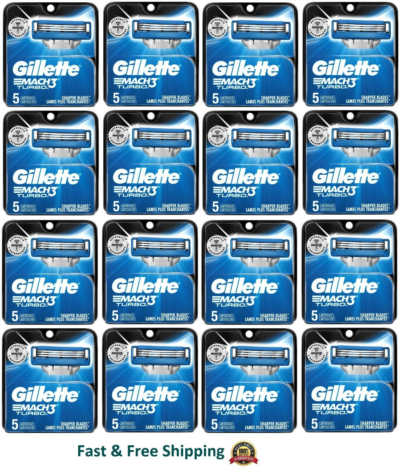 Gillette Mach 3 Turbo Razor Blades Men Refills Cartridges Shaver 1 5 10 20 40 80