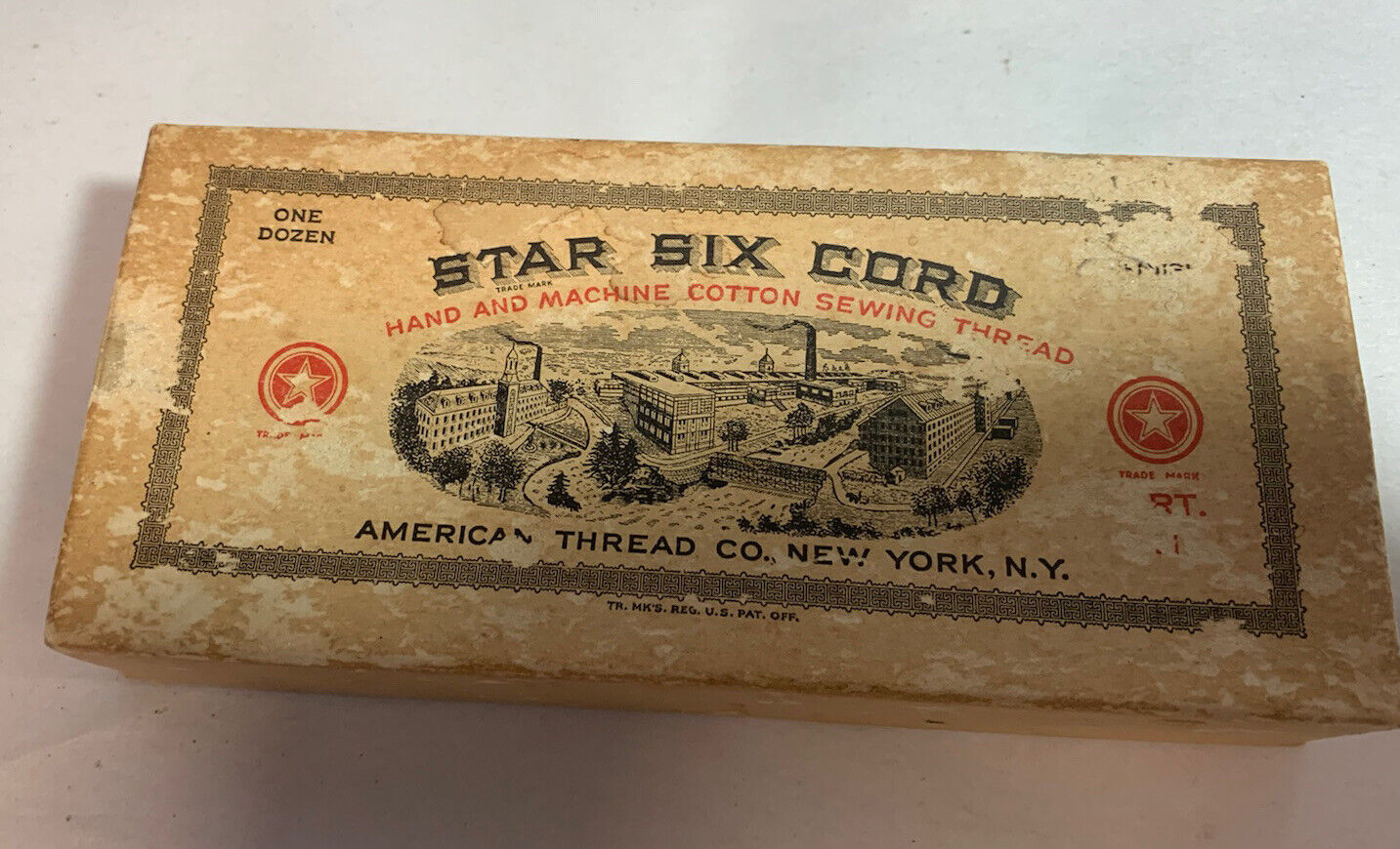 Vtg Willimantic Star Six Cord Cotton Sewing Thread Box Only American Thread Co