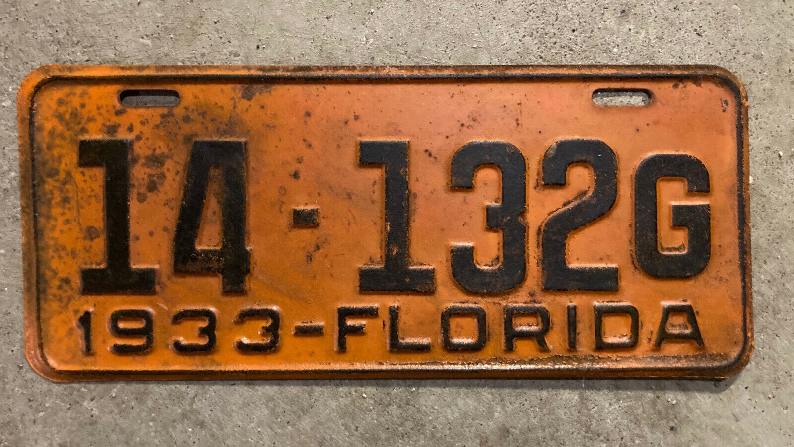 Florida 1933 License Plate 14-132g Ford Chevy Yom Dmv Clear Truck Commercial