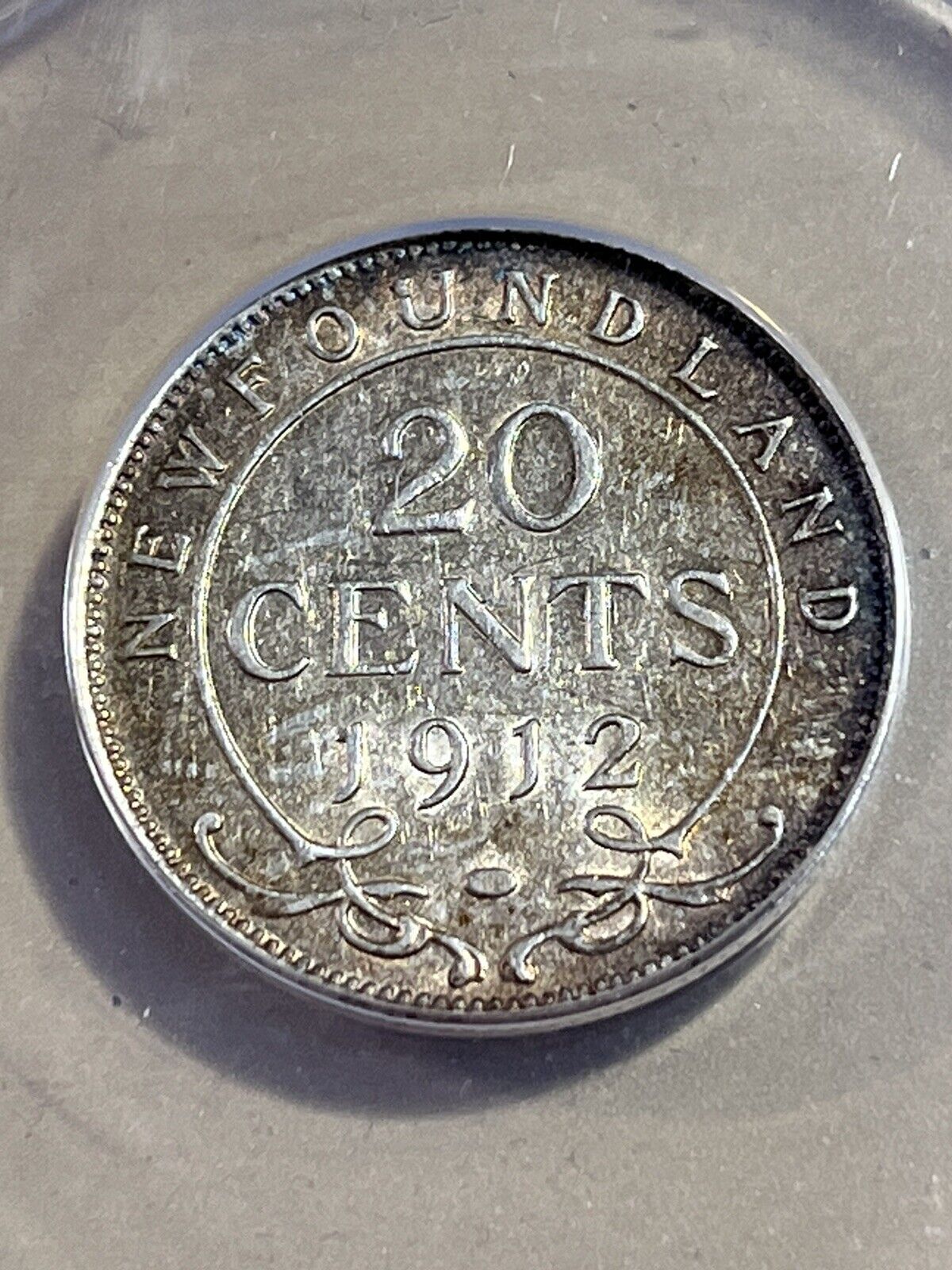1912 Newfoundland 20 Cents Silver Coin Graded Au50 By Anacs Low Mintage